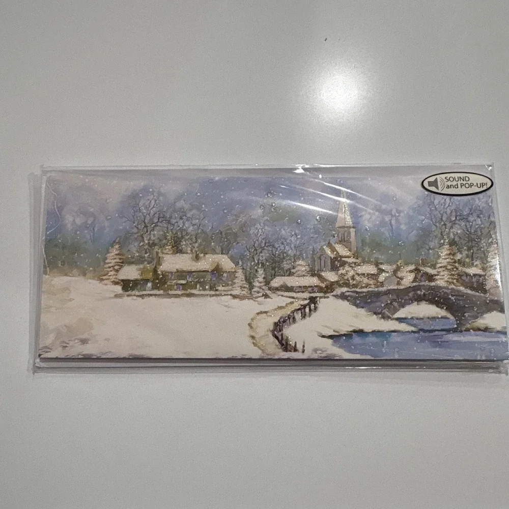 2 Vintage Holiday Pop-Up Christmas Cards Santa Sleigh Winter Decor‎